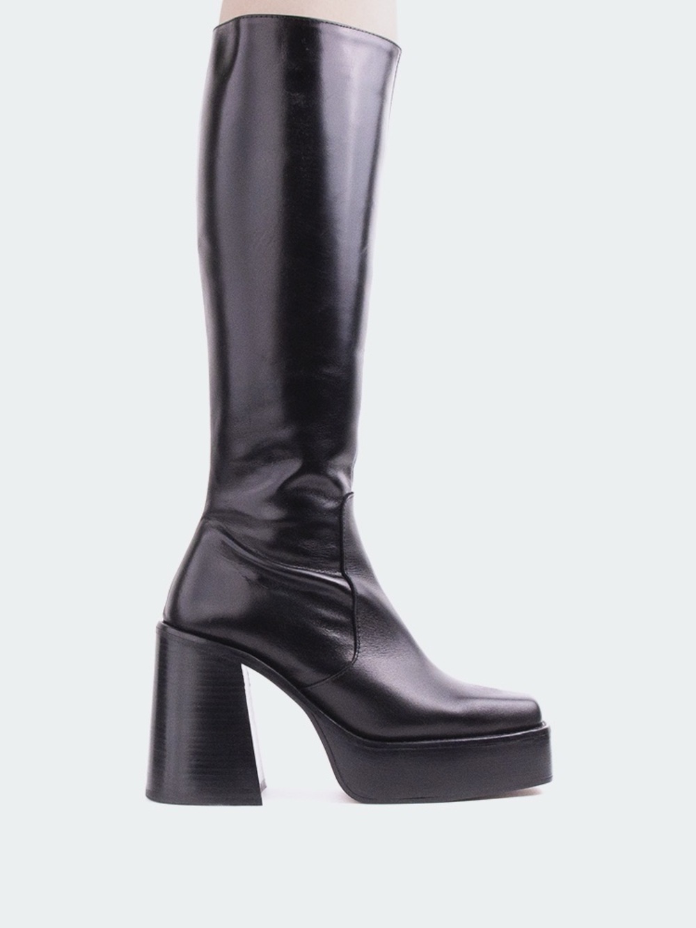 L'INTERVALLE Bourgeois Black Platform Knee-High Leather Boots